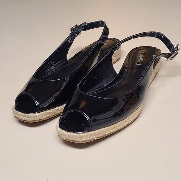 The Unbranded Brand Shoes - Michelle D Patent leather peep toe espadrille flats size 9 1/2